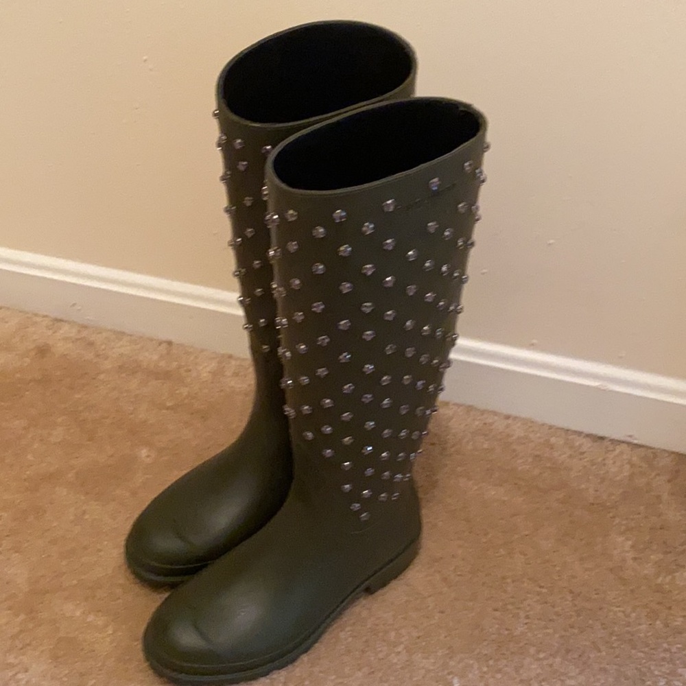 Scarpe Donna Authentic YSL Crystal OLIVE GREEN rain boots.